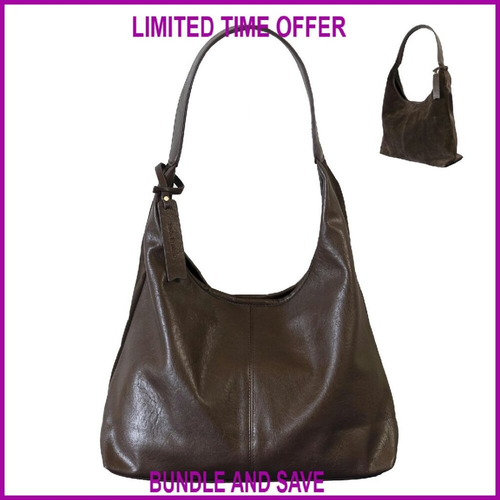 Large Capacity Tote Bag with Dual PU Leather & Suede Sides, Interior Pockets